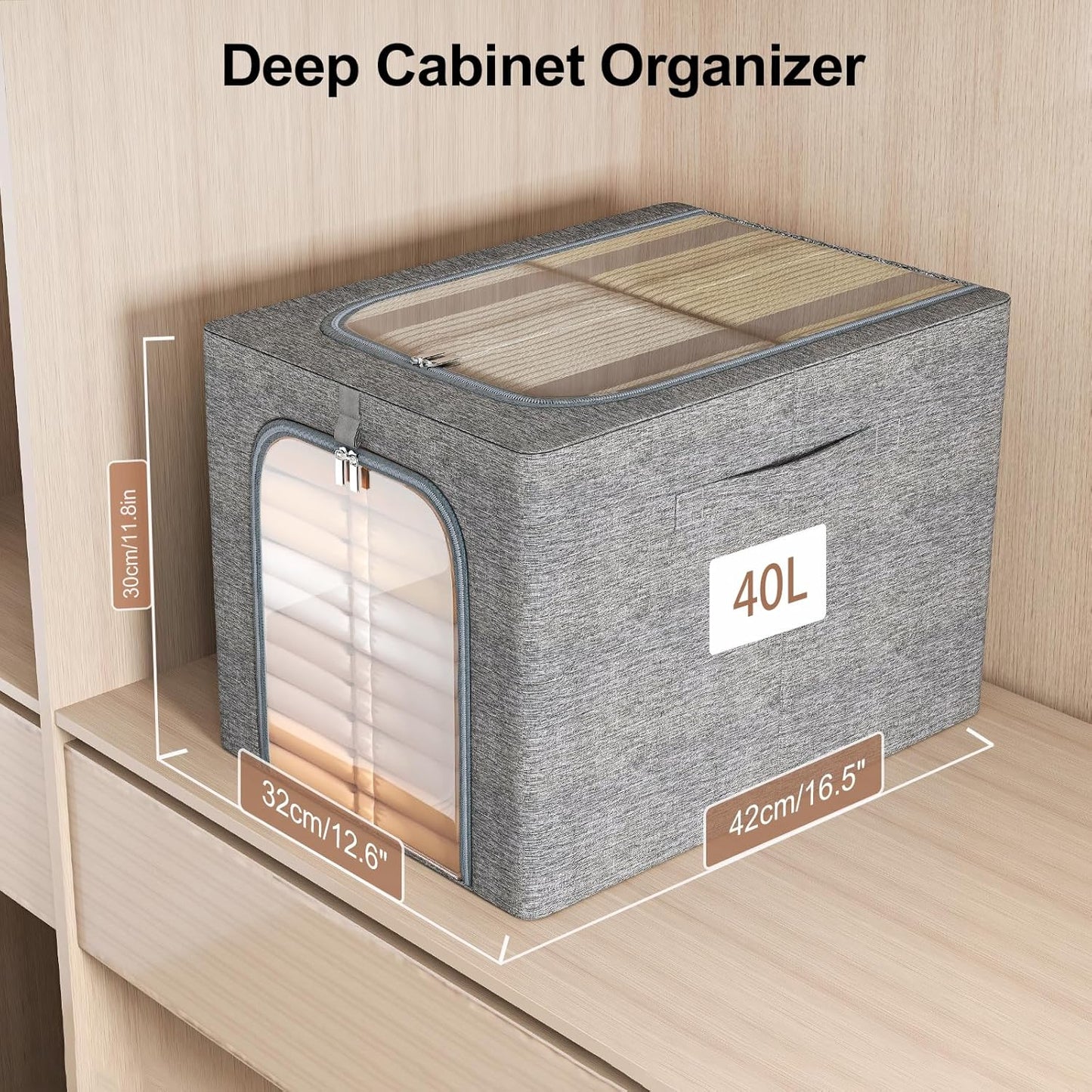 6-Pack 40L Stackable Clothes Storage Bins with Metal Frame, Lids, and Clear Windows