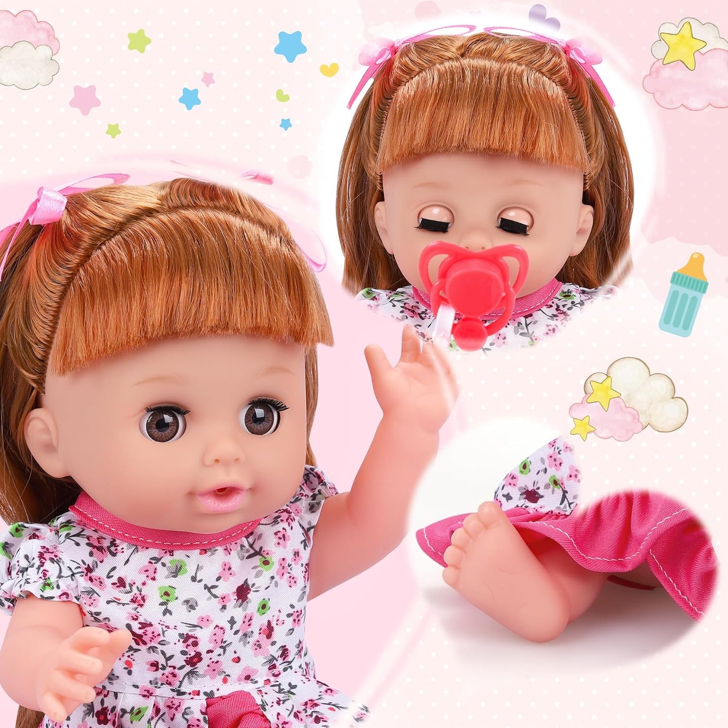 25 Pieces Baby Doll and Doctor Toys Set, 14" Doll Gift for Age 3 4 5 6+ Years Old Girls