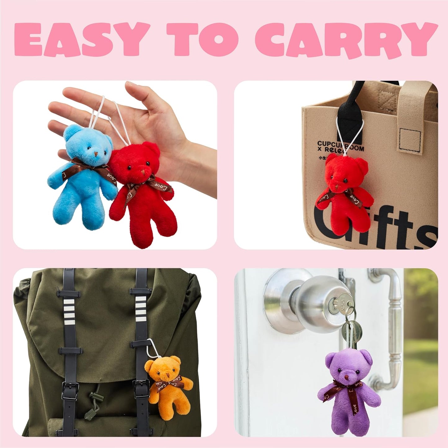28 Packs Valentine's Day Gift Cards with Mini Bears Plush Toy Party Favors
