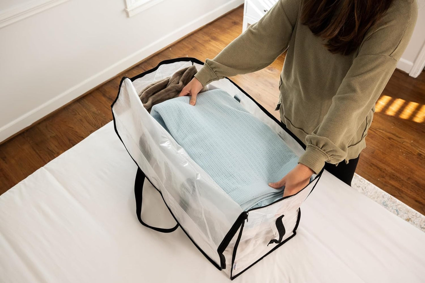 Clear Storage Bins with Lids & Heavy-Duty Moving Bags - 6 Pack Large Moving Boxes with Backpack Straps & Zippers for Dorm Packing