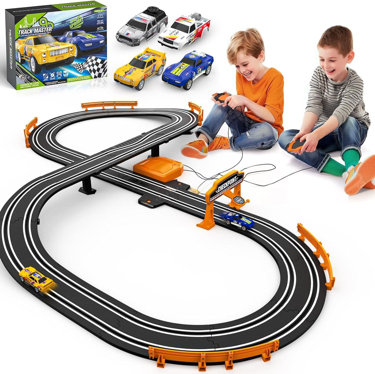 Slot Car Race Track Sets for Boys with 2 High-Speed Slot Cars, Battery or Electric Car Track