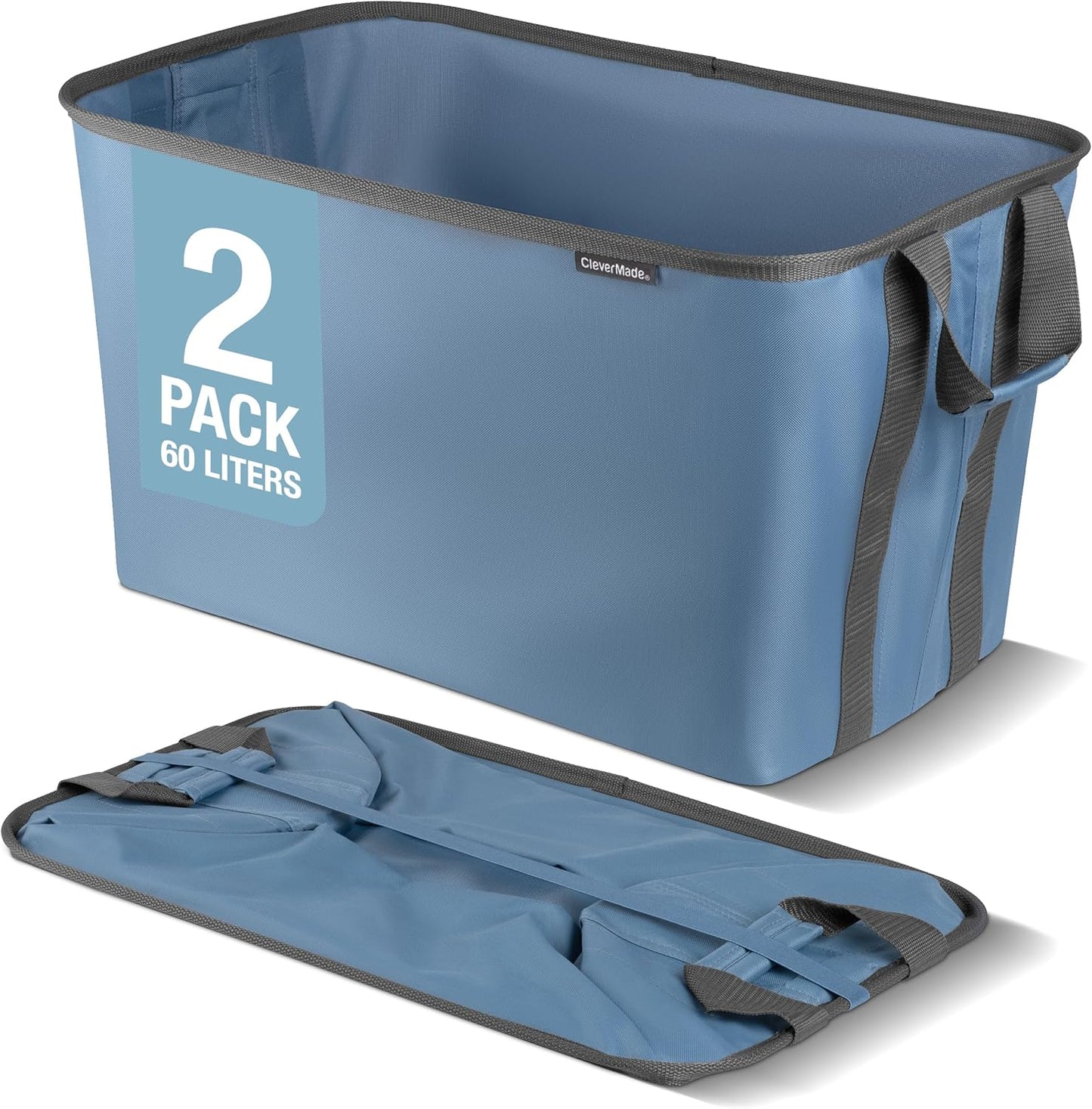 2-Pack 60L Collapsible Laundry Baskets with Handles