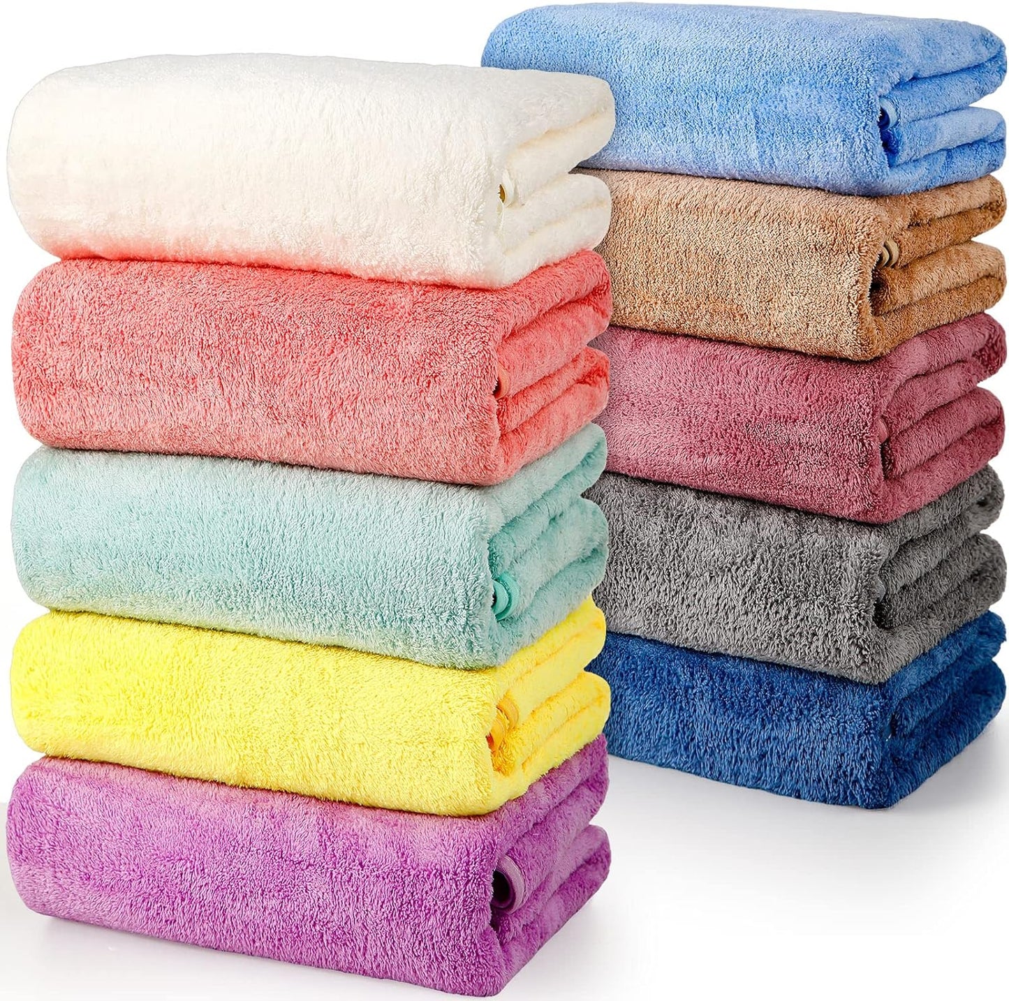 10-Piece Microfiber Coral Velvet Towel Set – Highly Absorbent for Bath, Beach, and Travel