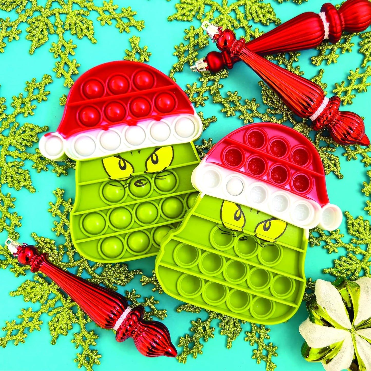 Santa Hat Style, Dr. Seuss Grinch Holiday Pop Sensory Toys - 12 Per Bag