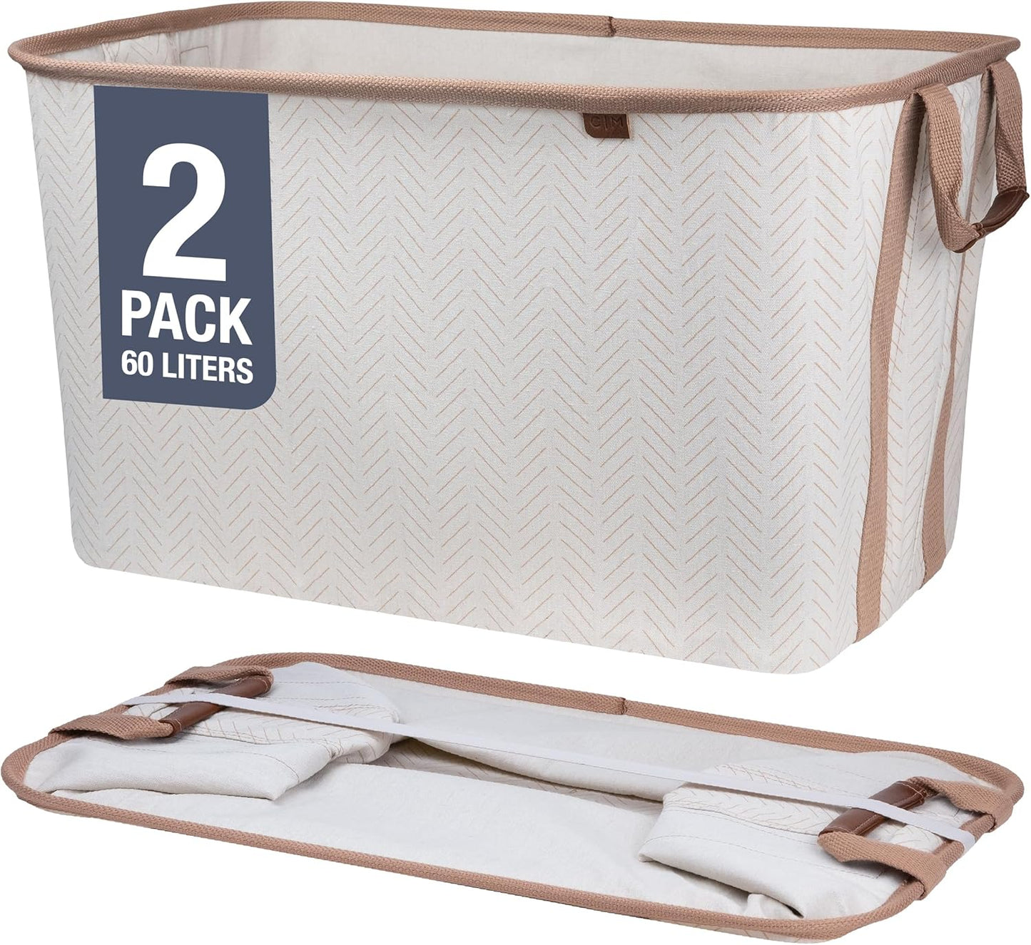 2-Pack 60L Collapsible Laundry Baskets with Handles