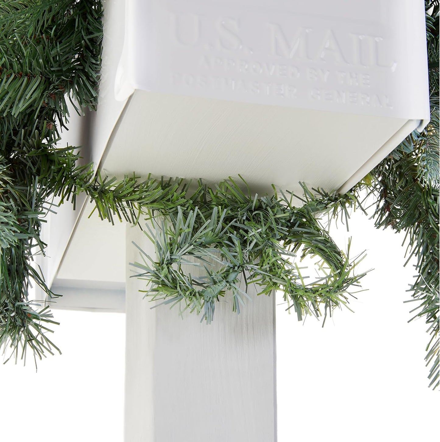 36-Inch 'Feel Real' Pre-Lit Christmas Mailbox Swag with White LED Lights