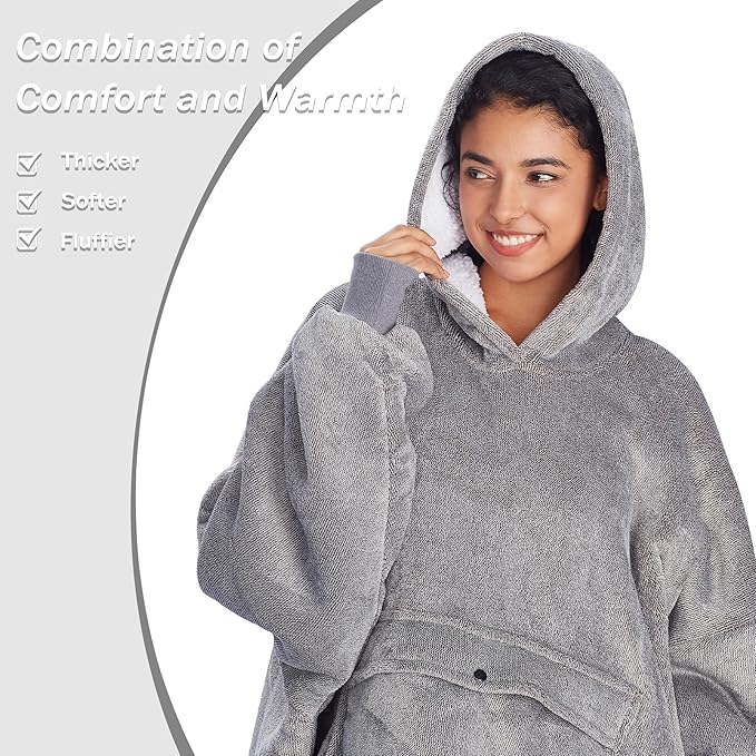 Oversized Blanket Hoodie – Wearable Sherpa Pullover for Men & Women