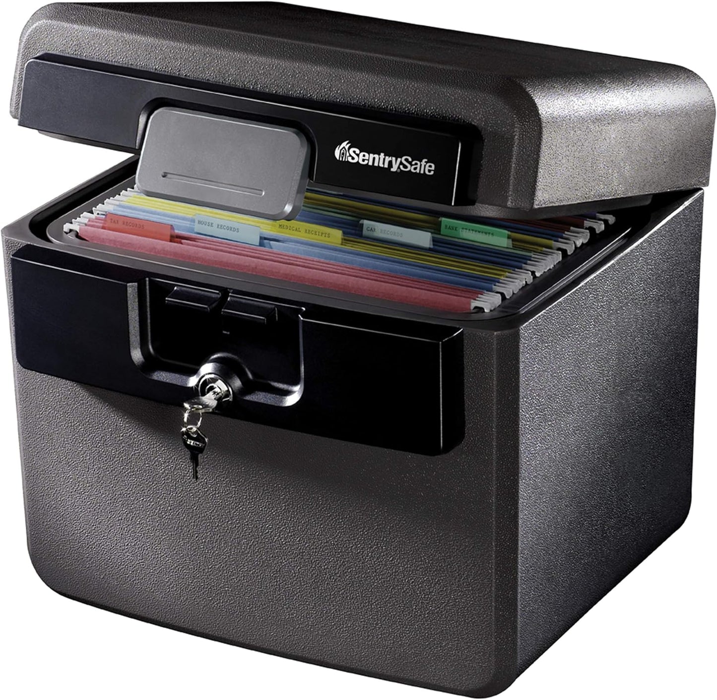 Black Fireproof & Waterproof Safe: Key-Locked File Folder and Document Storage