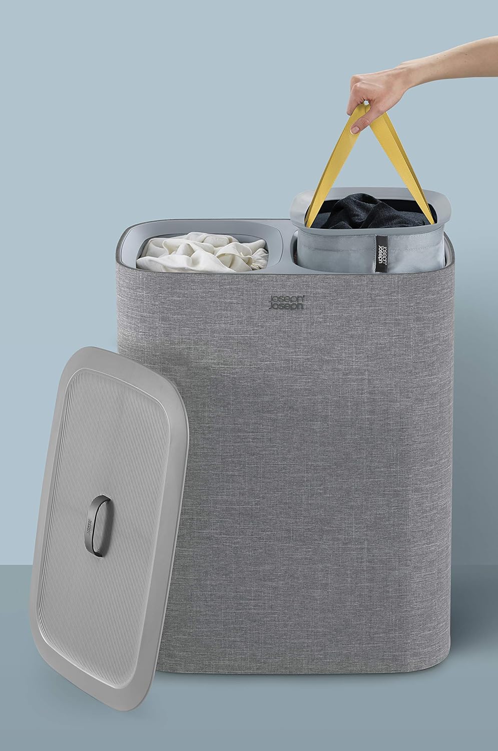 90L Laundry Hamper with Lid and 2 Removable Bags with Handles
