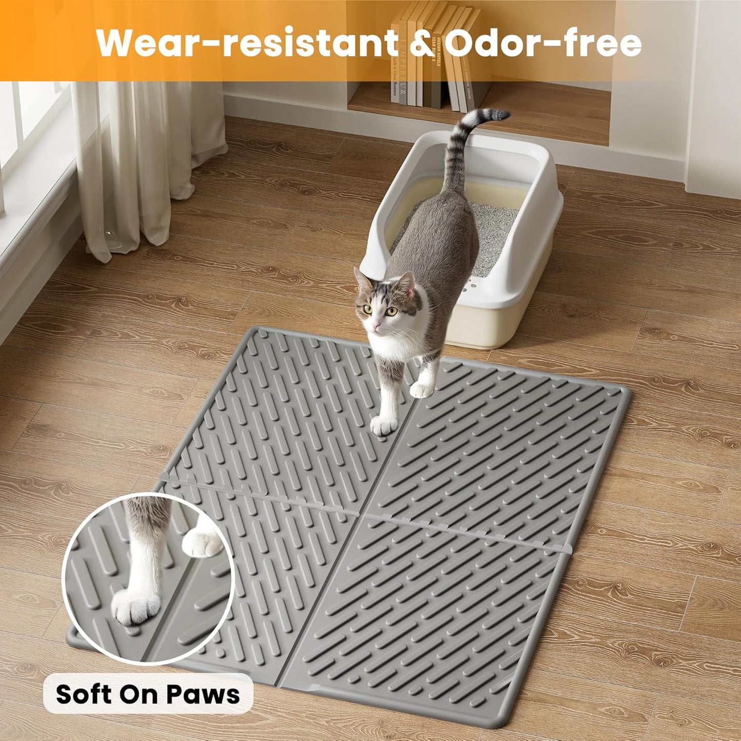Cat Litter Box Mat - Scratch-Resistant, Easy to Clean, Soft on Paws, Waterproof & Urine-Proof