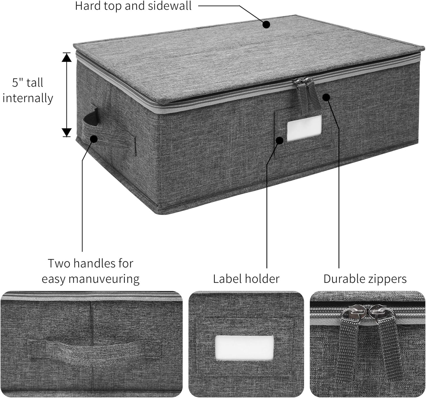 2-Pack Cup and Mug Storage Box, 12 Coffee Mugs and Tea Cups with Lid and Handles