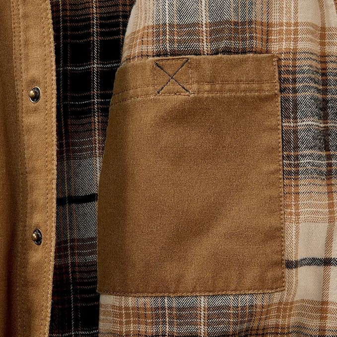Water Resistant Men's Flannel Lined Shirt Jacket, Waxed Cotton, Extra Large, Copper Rust Color