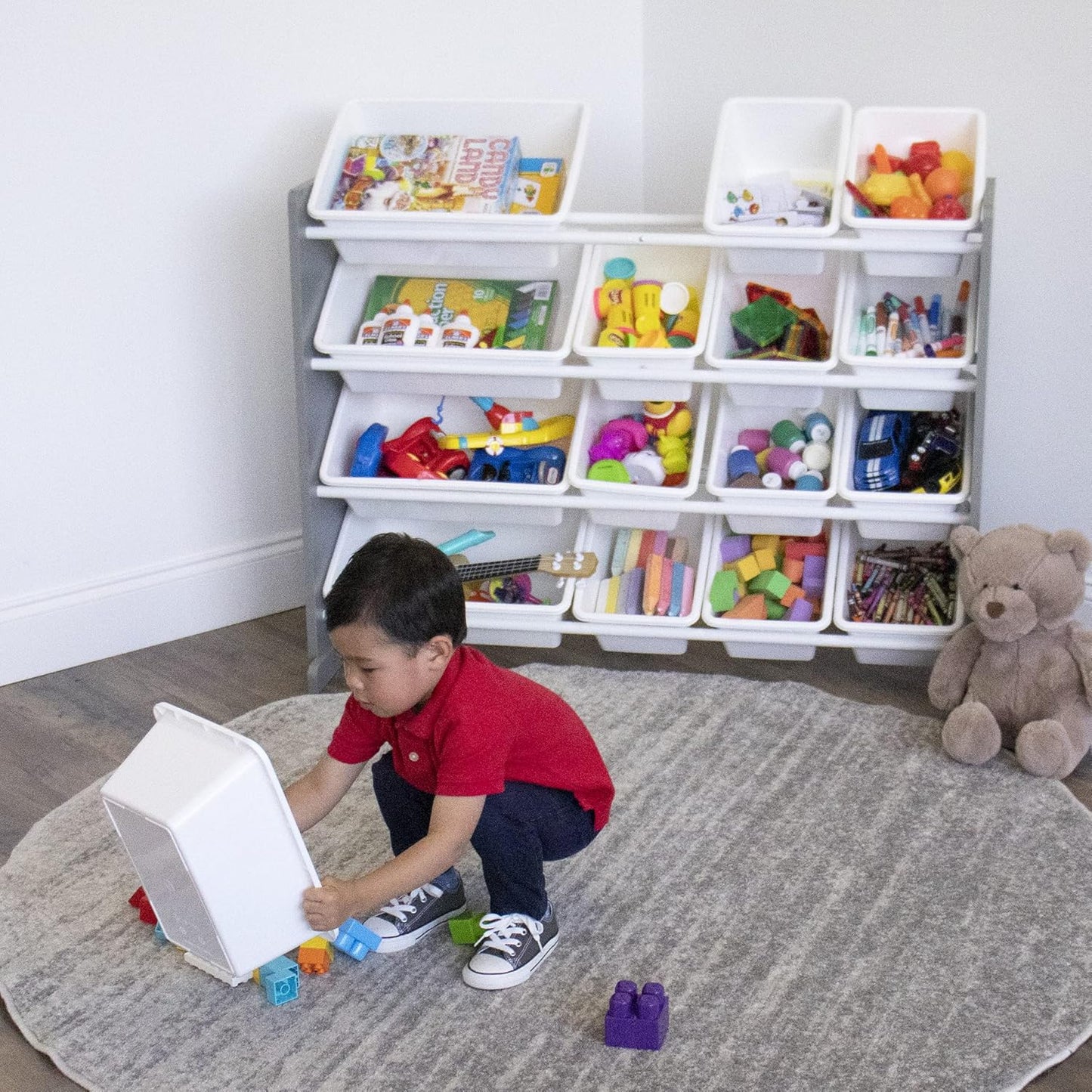 Large Toy Storage Organizer with 16 Removable Bins