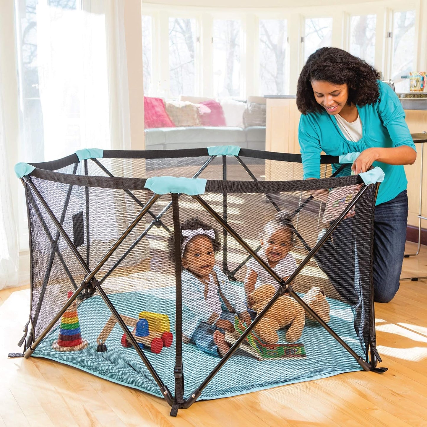 Aqua Splash Pop ‘N Play Deluxe Playard: Compact Indoor/Outdoor Pen