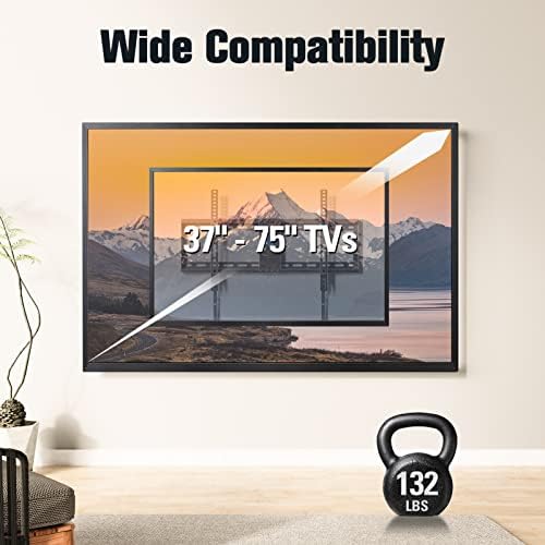 Universal Tilt TV Wall Mount for 37–75” TVs – Fits 16", 18", 24" Studs, Max VESA 600x400, Holds up to 132lbs, Low Profile