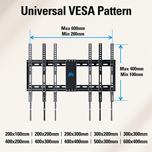 Universal Tilt TV Wall Mount for 37–75” TVs – Fits 16", 18", 24" Studs, Max VESA 600x400, Holds up to 132lbs, Low Profile