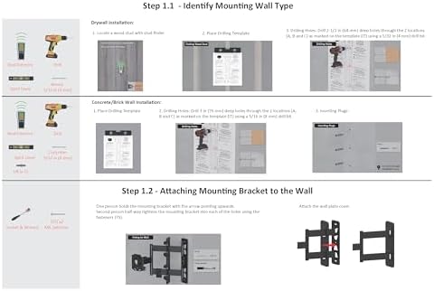 Full Motion Articulating Wall Mount for 26” to 55” TVs – Fits Flat Panels up to 80lbs, Black