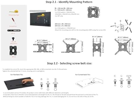 Full Motion Articulating Wall Mount for 26” to 55” TVs – Fits Flat Panels up to 80lbs, Black