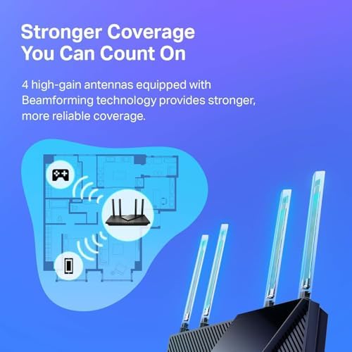 AX1800 Wi-Fi 6 Router V4 – Dual Band Wireless Internet, Gigabit, Easy Mesh, Works with Alexa – A Certified for Humans Device