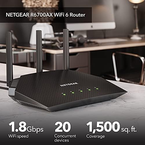 4-Stream WiFi 6 Router – AX1800 Wireless Speed (Up to 1.8 Gbps), Security Features, Covers Up to 1,500 Sq. Ft., Supports Up to 20 Devices