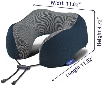 Memory Foam Travel Neck Pillow – Comfortable Headrest for Flights, Portable, Deep Blue, Medium (120-200LB)