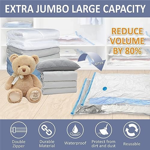 4-Pack XXL Vacuum Storage Bags – Extra Large Space Saver for Bedding, Comforters, Blankets, Toys (47x35 in)
