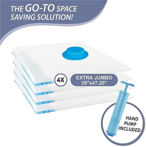 4-Pack XXL Vacuum Storage Bags – Extra Large Space Saver for Bedding, Comforters, Blankets, Toys (47x35 in)