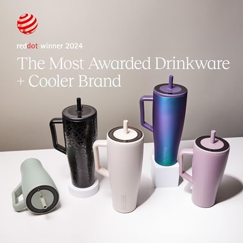 40 oz Insulated Tumbler with Handle and Straw, Leakproof, Stainless Steel, Cup Holder Friendly, Mocha