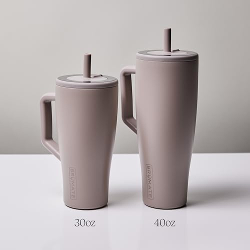 40 oz Insulated Tumbler with Handle and Straw, Leakproof, Stainless Steel, Cup Holder Friendly, Mocha