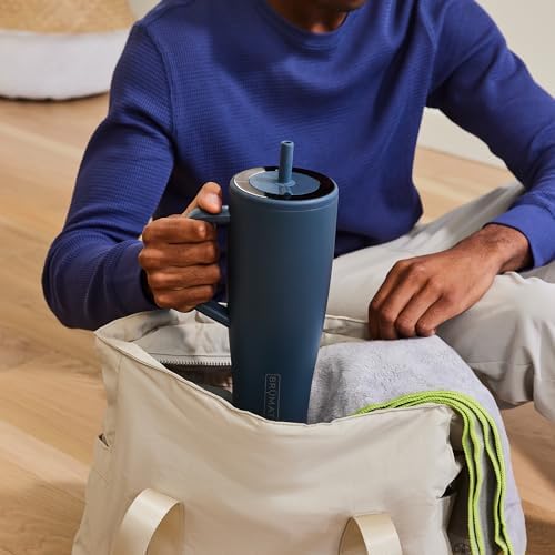 40 oz Insulated Tumbler with Handle and Straw, Leakproof, Stainless Steel, Cup Holder Friendly, Mocha