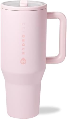 40 oz Water Bottle with Handle & Flip Straw, Leak-Resistant, Insulated Stainless Steel, Pink Sand