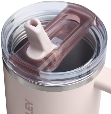 30 oz Insulated Tumbler with Flip Straw, Leakproof Lid, Built-In Handle, Cupholder Compatible, Rose Quartz