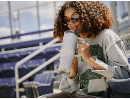 30 oz Insulated Tumbler with Flip Straw, Leakproof Lid, Built-In Handle, Cupholder Compatible, Rose Quartz