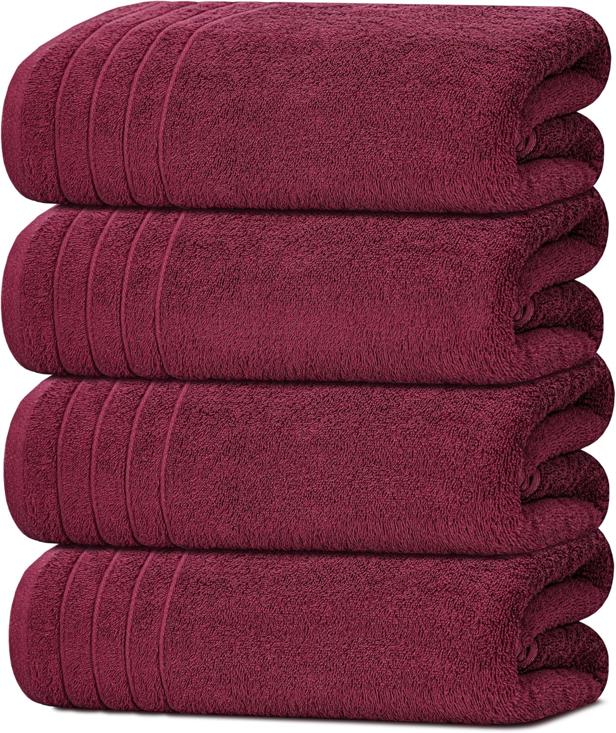 Extra Large 100% Cotton Bath Towels – Lightweight, Quick-Drying & Absorbent (4-Pack)
