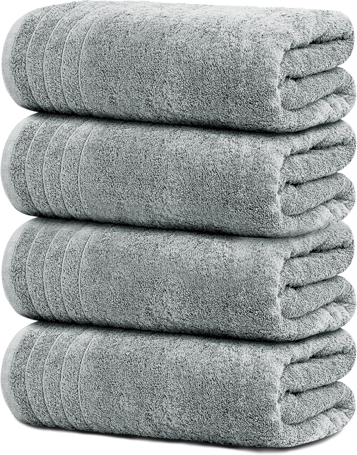 Extra Large 100% Cotton Bath Towels – Lightweight, Quick-Drying & Absorbent (4-Pack)