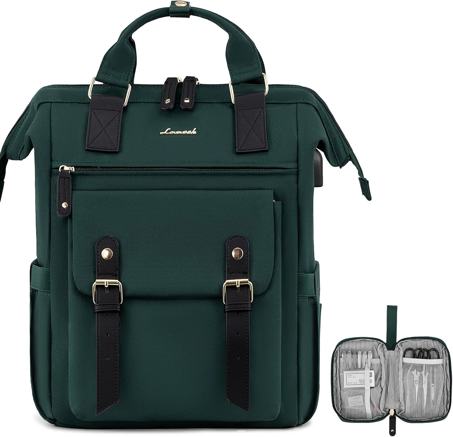 15.6 Inch Backpack for Women, School Work Travel Backpack with Purse