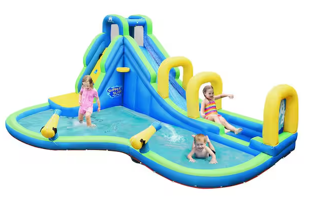 Multi-Color Inflatable Water Slide: Kids Bounce House Castle Splash Pool (No Blower Included)