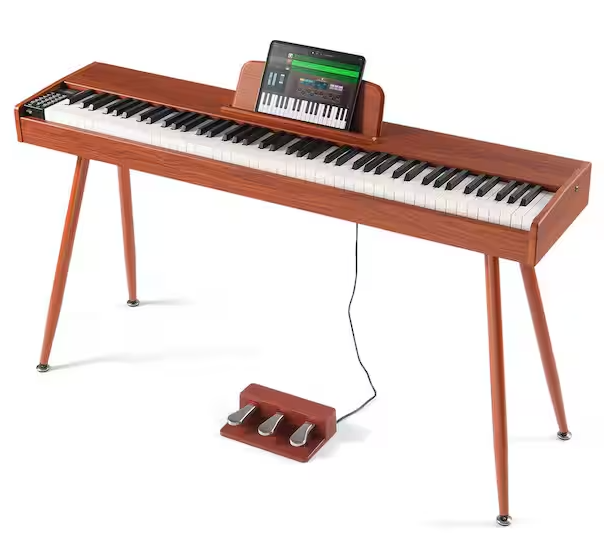 88-Key Weighted Digital Piano: Fully Weighted Keys, Dual Keyboard, Built-in Speakers, and 4-Legged Stand