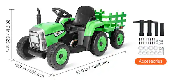 12-Volt Electric Ride-On Tractor with Parental and Child Remote Control
