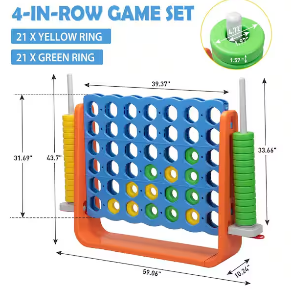 4.9 ft Wide Indoor/Outdoor Giant 4 in a Row Connect Game – Orange and Blue