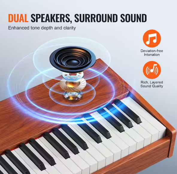88-Key Weighted Digital Piano: Fully Weighted Keys, Dual Keyboard, Built-in Speakers, and 4-Legged Stand