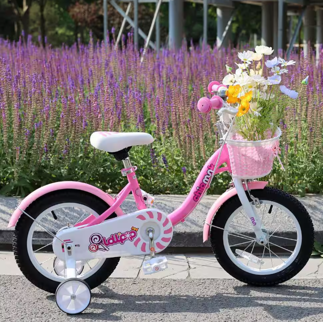 16-inch Chipmunk Kids Bicycle with Basket, Training Wheels, and Kickstand - Pink