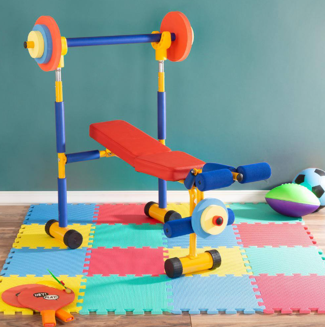 Beginner's Toy Weight Bench Workout Equipment Set
