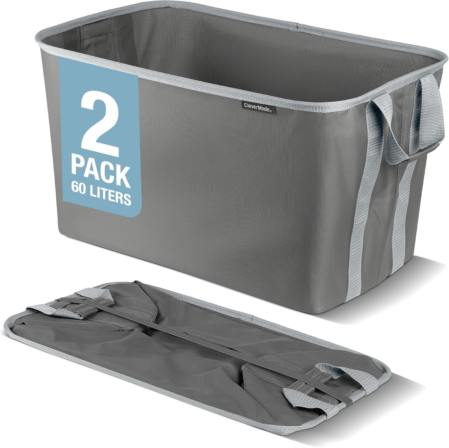 2-Pack 60L Collapsible Laundry Baskets with Handles
