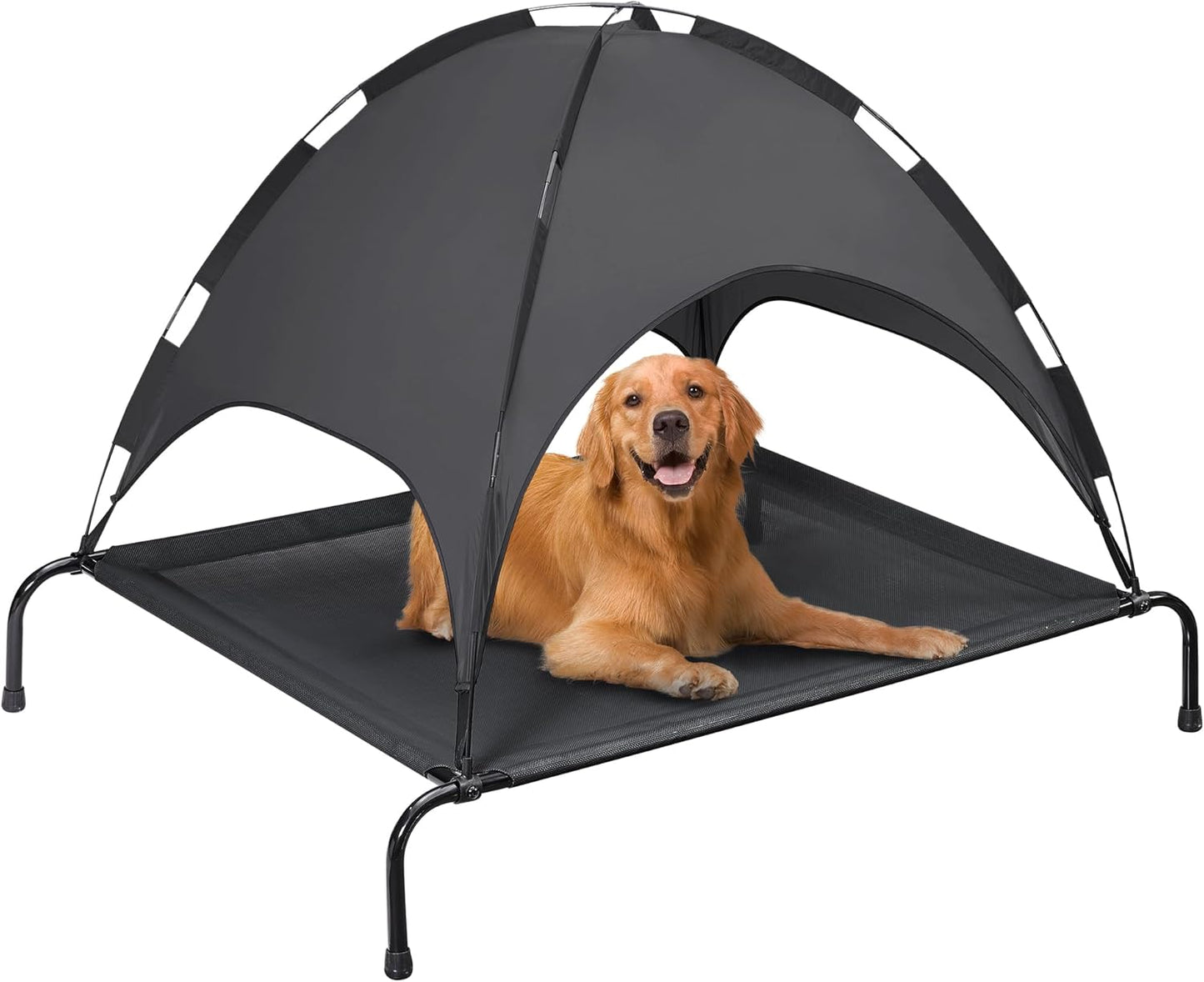 Dog Bed with Canopy - Elevated, Textilene Mesh, and Metal Frame for Indoor and Outdoor Relaxation