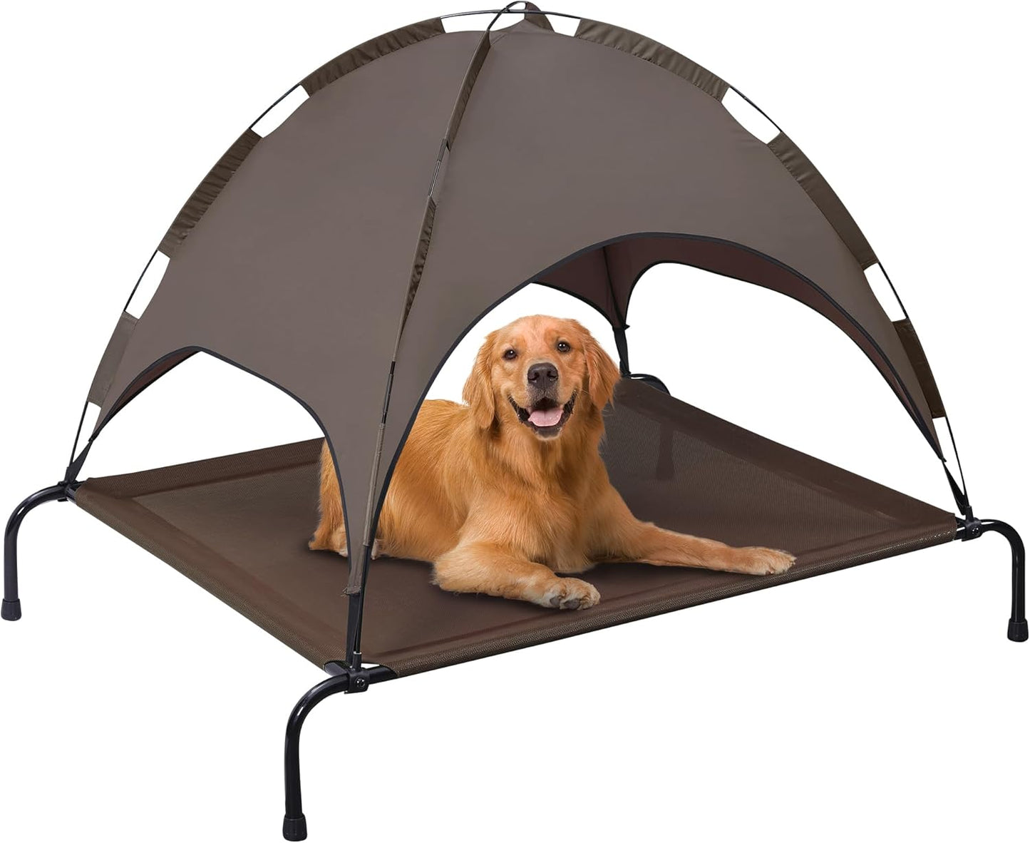 Dog Bed with Canopy - Elevated, Textilene Mesh, and Metal Frame for Indoor and Outdoor Relaxation
