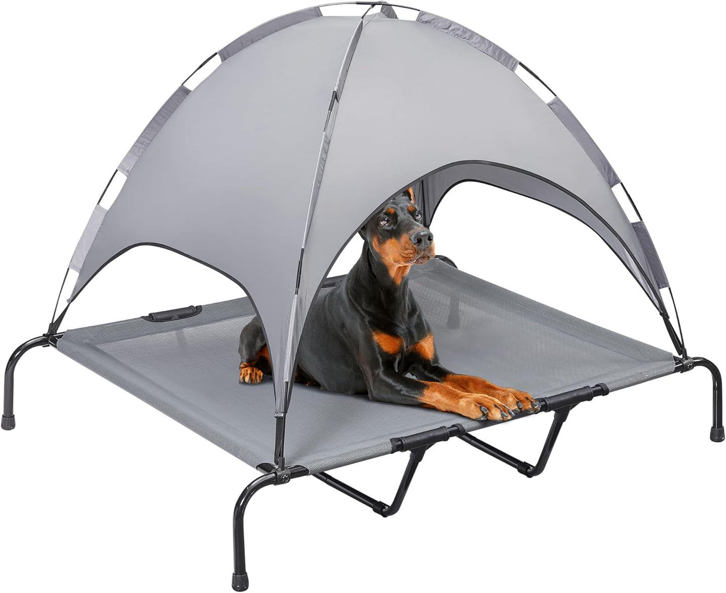 Dog Bed with Canopy - Elevated, Textilene Mesh, and Metal Frame for Indoor and Outdoor Relaxation