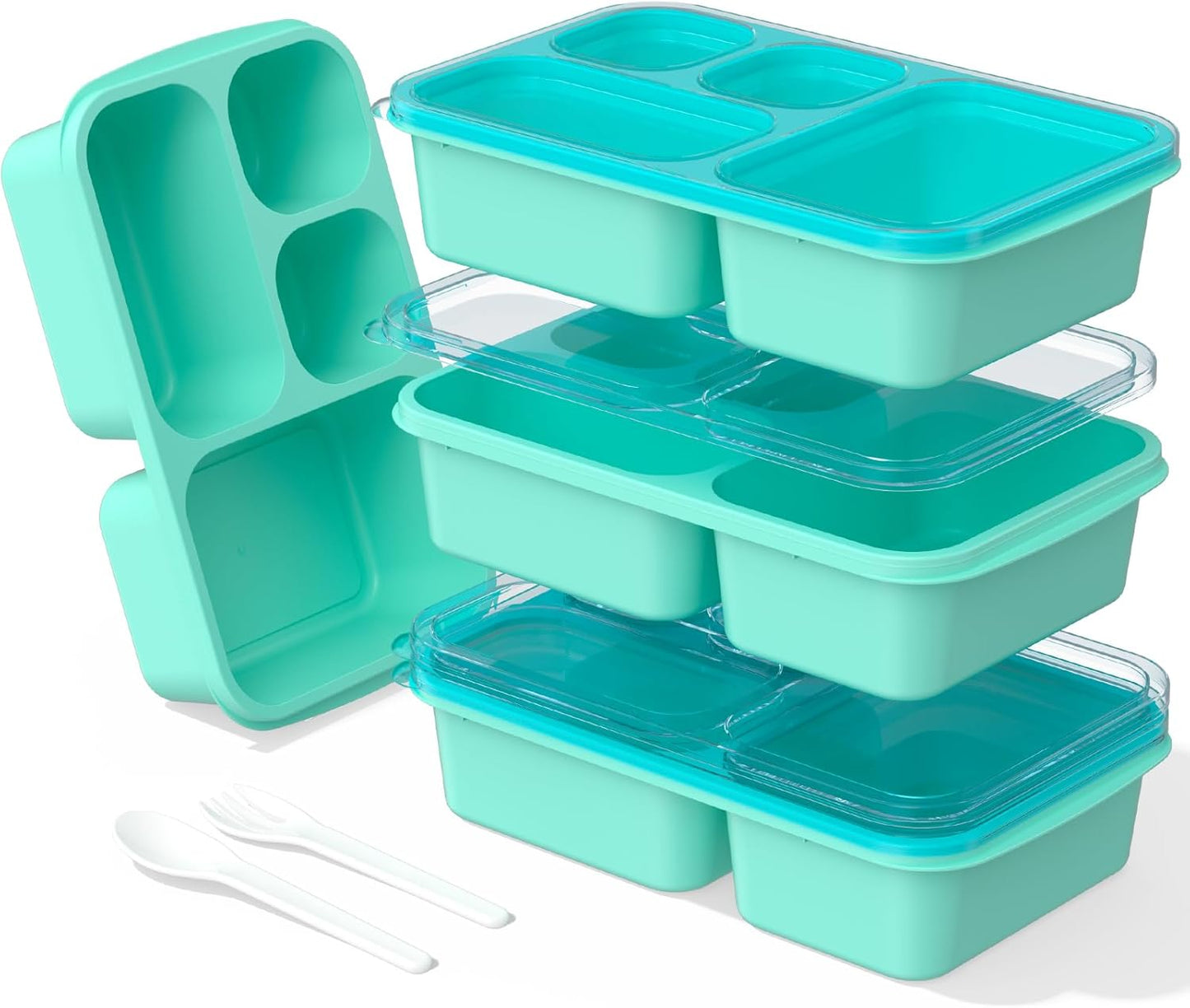 4-Pack Bento Lunch Box Set - Microwave & Dishwasher Safe