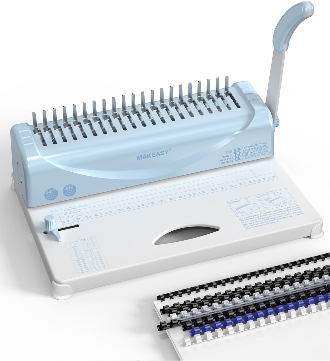 Binding Machine, 21-Hole, 450 Sheets with Comb Bindings, for Letter Size, A4, A5 Paper