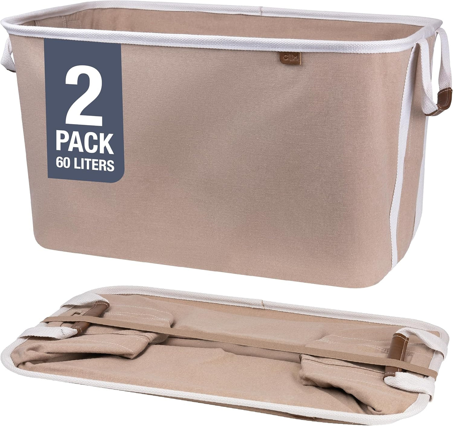 2-Pack 60L Collapsible Laundry Baskets with Handles